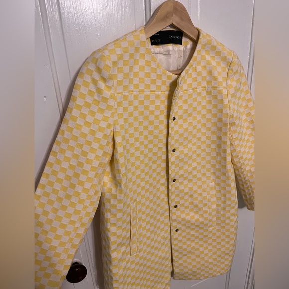 Zara Yellow and White Checkered Coat - Picture 7 of 8